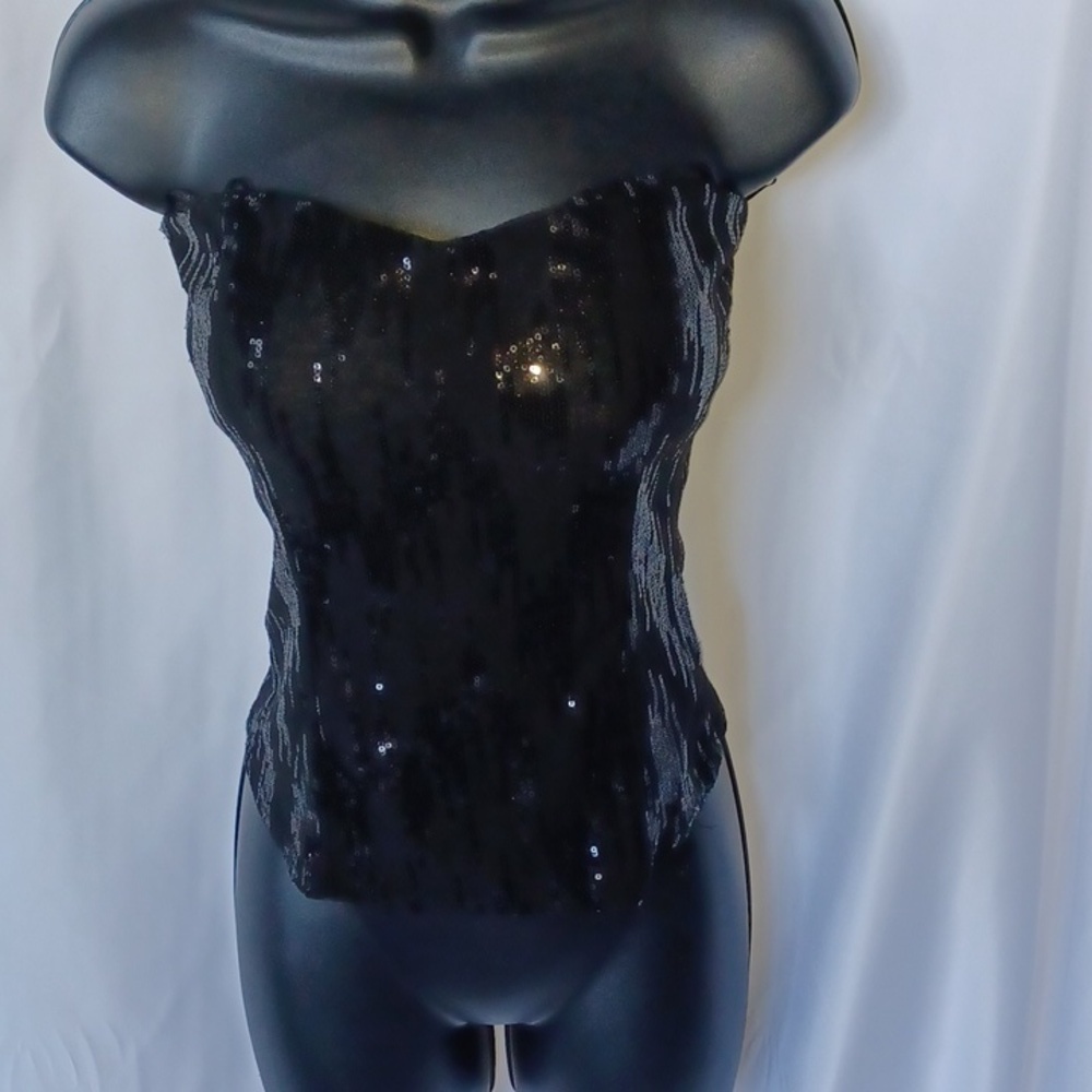 FCNY Strapless Sequin Black Top